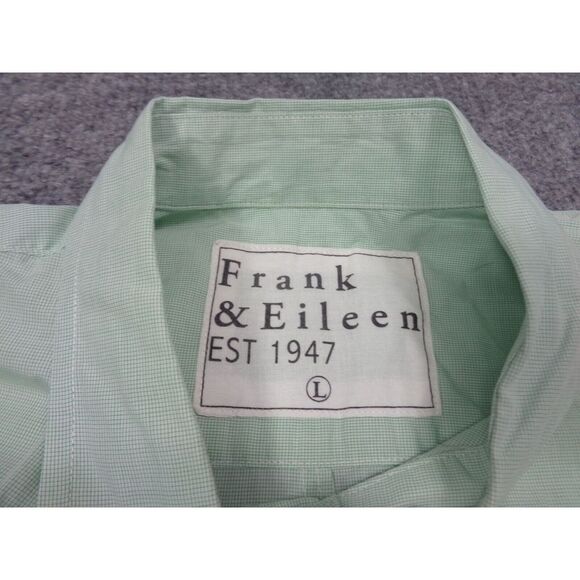 Frank & Eileen Shirt Mens L Green Paul Micro Plaid Long Sleeve 100% Cotton - Picture 7 of 11